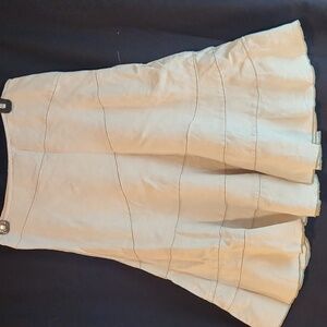 DKNY Jeans brand women's Sand colored linen long ruffled skirt size 6